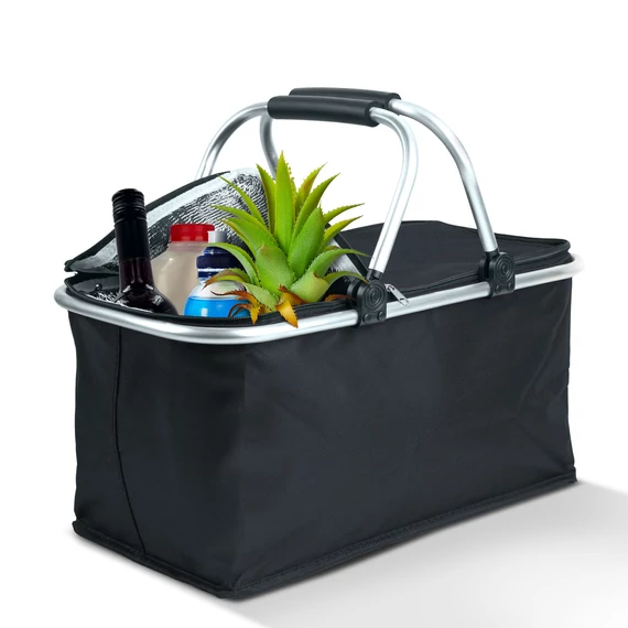 Thermo összecsukható bevásárlókosár - 49 x 28 x 25 cm - 21 L - fekete