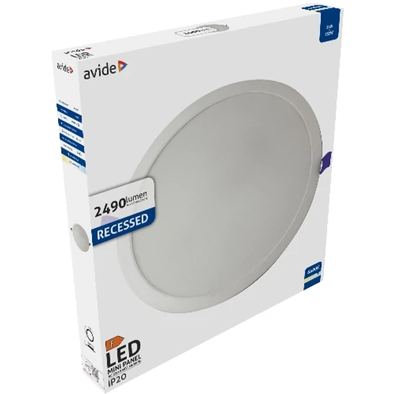 Avide Led Beépíthető Kerek Mennyezeti Lámpa Műanyag 24W Cw 6400K